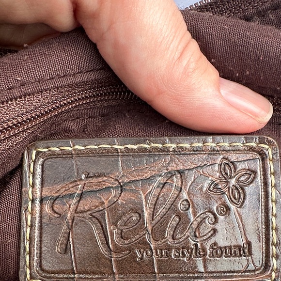 Relic Patchwork Crossbody Bag Y2K in Red, Brown, and Cream - Picture 5 of 7